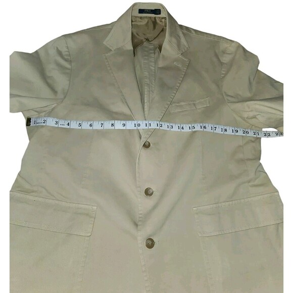 Polo Ralph Lauren Preppy Career Blazer Men's Size 44L Beige Chino Cotton Stretch - Picture 5 of 12